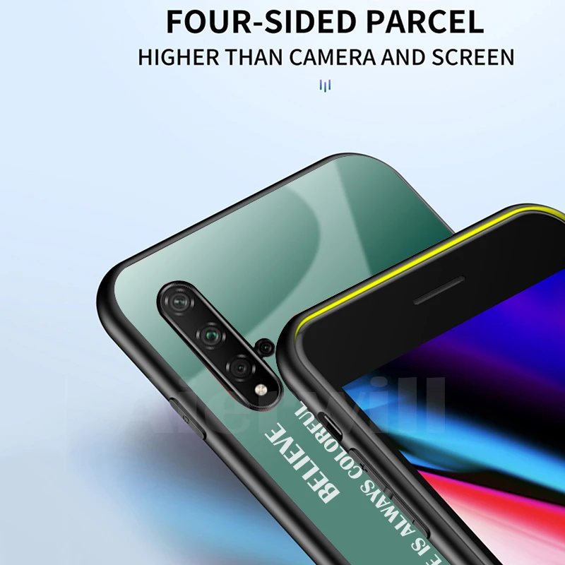 Чехол для huawei honor 20S противоударный градиентный чехол из закаленного стекла 20 pro 10i