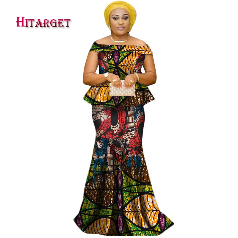 Осенние африканские платья для женщин комплект из 2 предметов женские Топы с