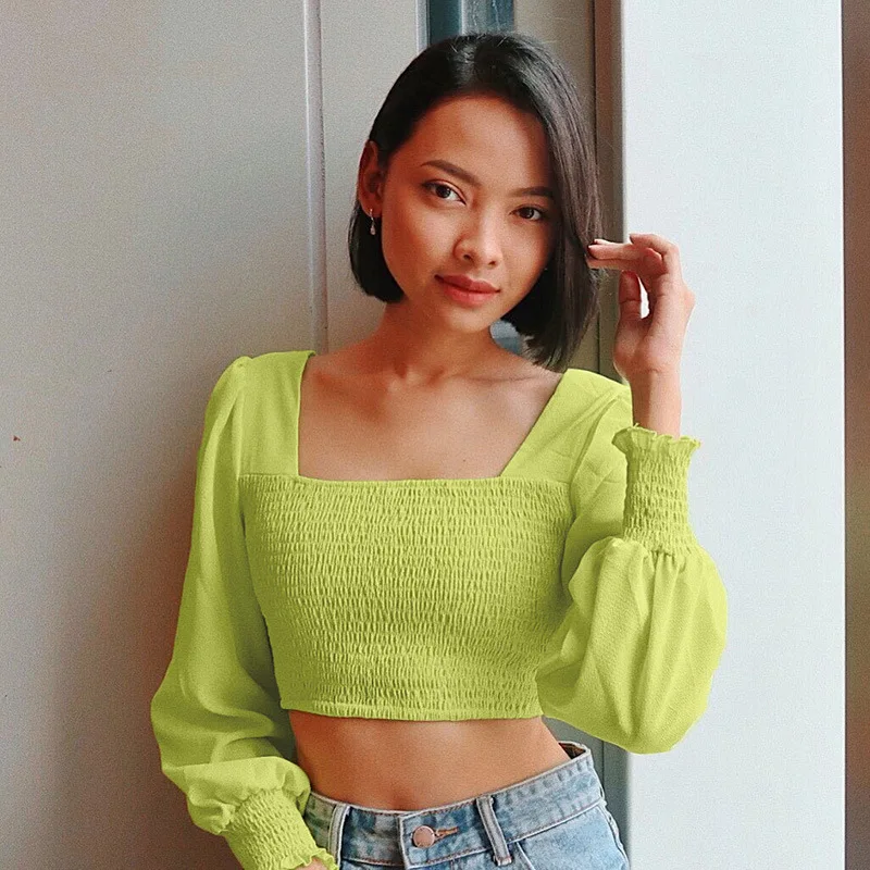 Шифоновая рубашка с длинным рукавом Женская Повседневная Милая футболка