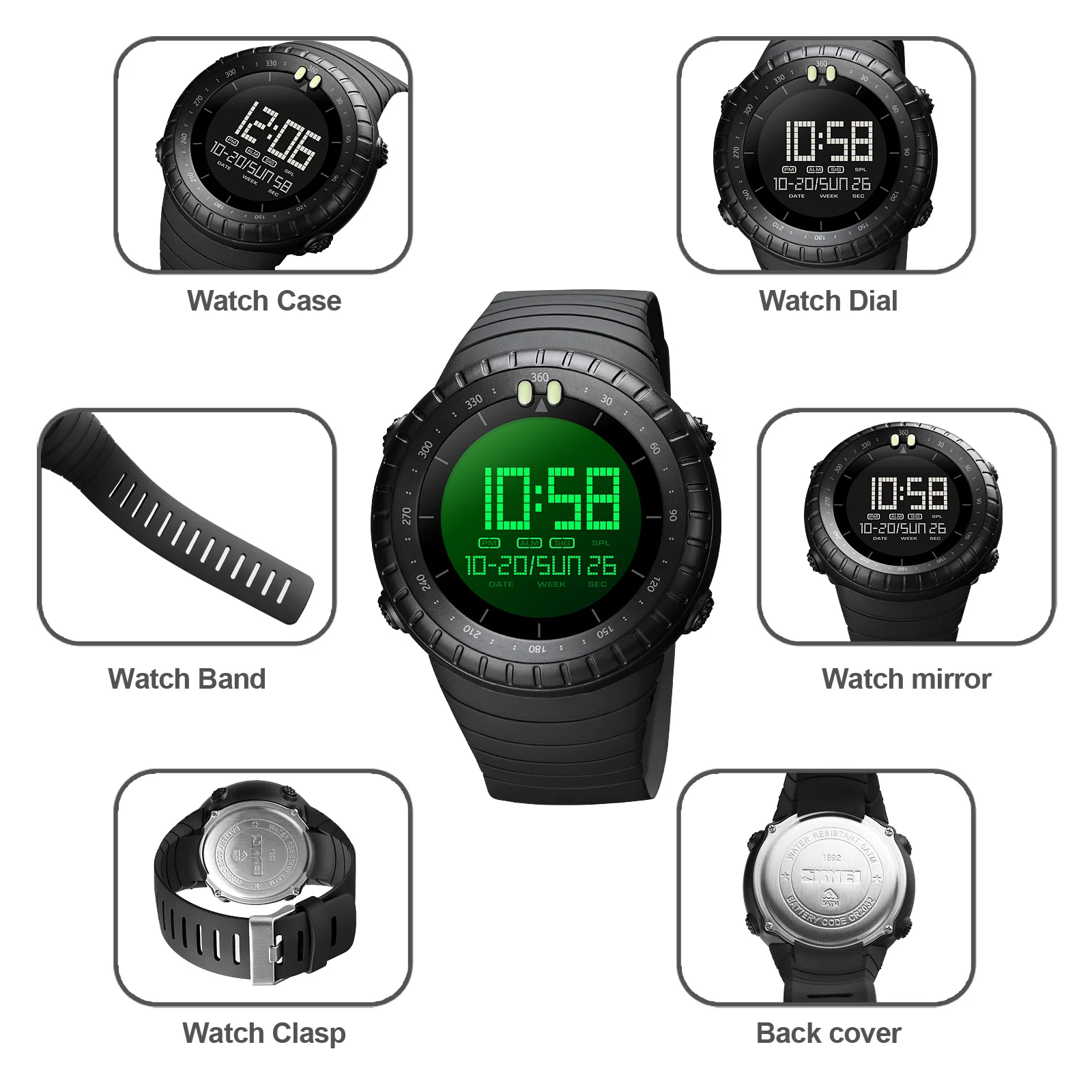 Fashion Sport Digital Watch Men Waterproof Chrono Alarm Outdoor Electronic Clock Man SKMEI Military Wristwatch Relogio Masculino images - 6