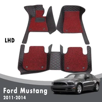 luxury double layer wire loop car floor mats for ford mustang 2014 2013 2012 2011 auto interior accessories leather carpets