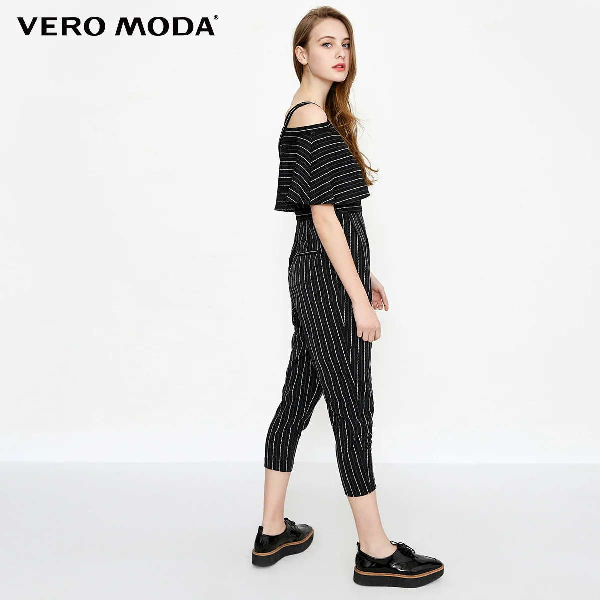 Женский комбинезон капри в полоску с открытыми плечами Vero Moda 31839X505|Брюки| |