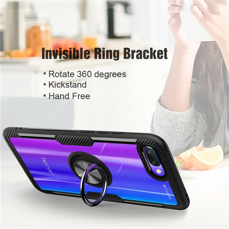 Роскошный чехол-подставка с кольцом для Huawei Honor 10 Lite 10i 8X Max 20 Pro прозрачный