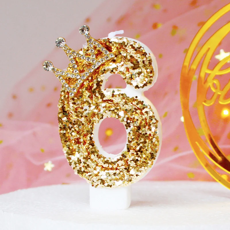 1Pc Glitter Number Cake Toppers Baby Shower Birthday Decoration Wedding Gold Silver Digital Cakes Dessert Decor Birthday Candles images - 6