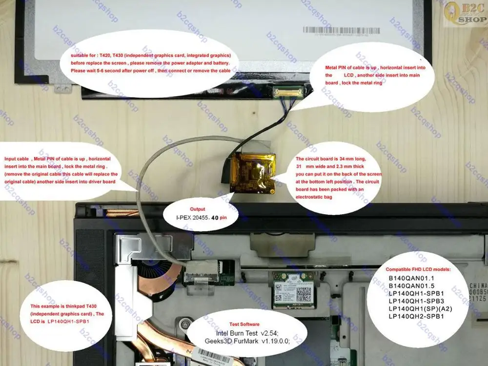 Комплект платы контроллера lcd LVDS EDP кабель WQHD 2560X1440 1440 p ips экран монитор для thinkpad T430