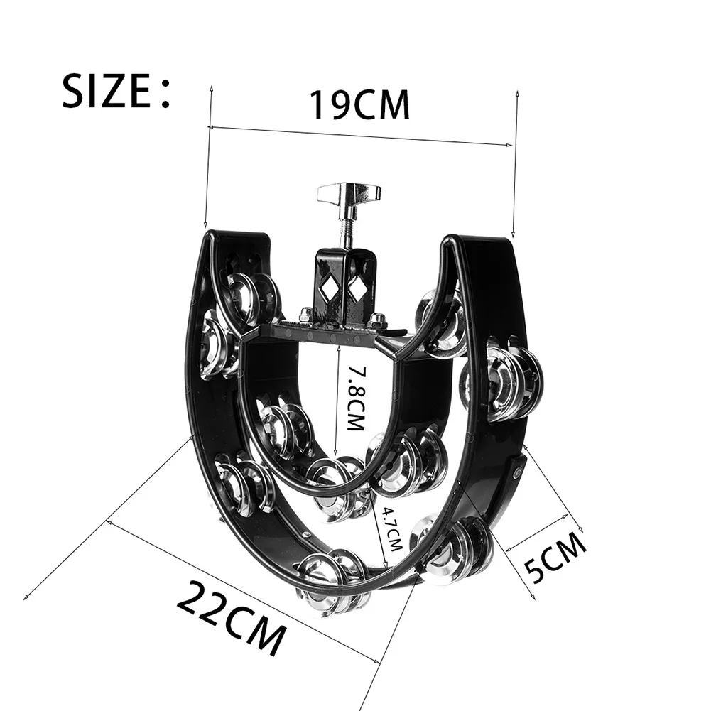 

Black Plastic Handheld Tambourine Double Rows Metal Bell Jingles Rattle Ball Percussion Musical Instrument For Party Game Toy