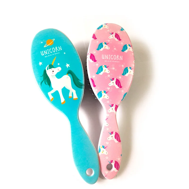 4 цвета милый Единорог животное Антистатическая щетка для волос Массажная расческа душ влажная Расчёска, облегчающая Расчесывание Волос Салон Инструменты для укладки волос