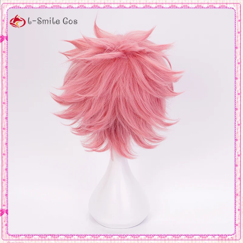 Розовый парик My Hero Academia Mina Ashido с головным убором костюм для косплея термостойкий