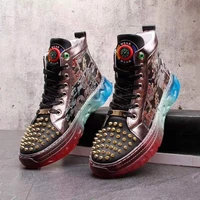 hip hop trendy shoes rivet high top shoes nightclub colorful sneakers brand mens shoes 2022 new personality casual