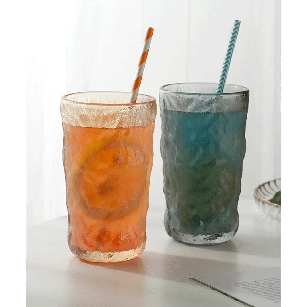 

Glacier Glass Good-looking Water Cup Juice Drinking Tumbler Tree Texture Coffee Beer Mug Matte Process