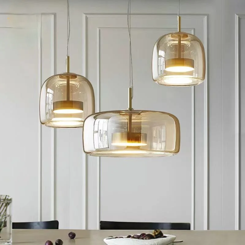 

Стеклянный подвесной светильник в стиле пост-модерн для столовой, простой светодиодный прикроватный светильник в скандинавском стиле для ...