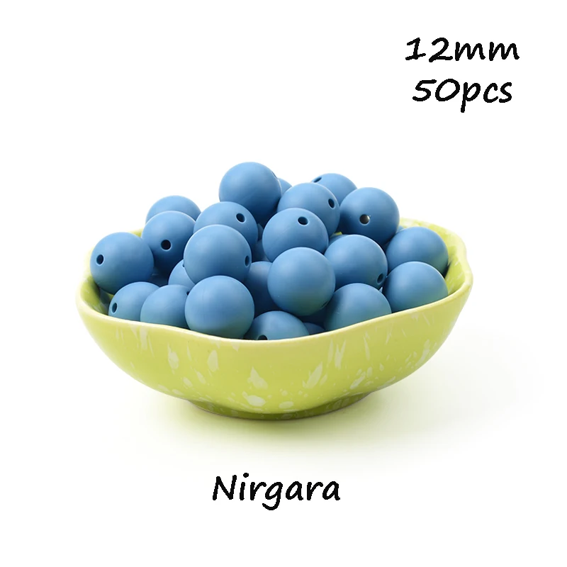 Nirgara LOFCA, 12 мм, 50 шт./лот, бусины из пищевого силикона, Прорезыватель для зубов, круглые бусины, Детская жевательная для прорезывания зубов, Силиконовые Прорезыватели для самостоятельного изготовления - Цвет: Nirgara