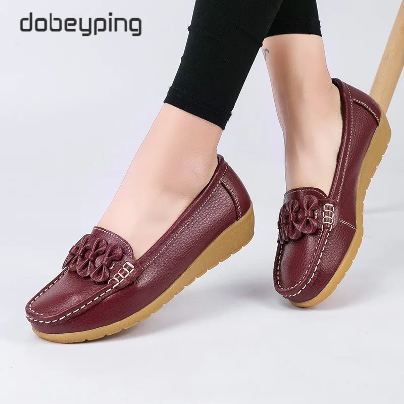 Spring Autumn Genuine Leather Loafers Women Slip On Female Shoes Moccasins Soft Ladies Footwear Butterfly Bow Women's Flats Shoe