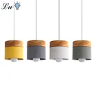 Скандинавский светодиодный деревянный подвесной светильник, украшение для столовой, Цветной Настенный светильник E27, освещение для гостиной, комнатное освещение, подвесные лампы из дуба для кафе