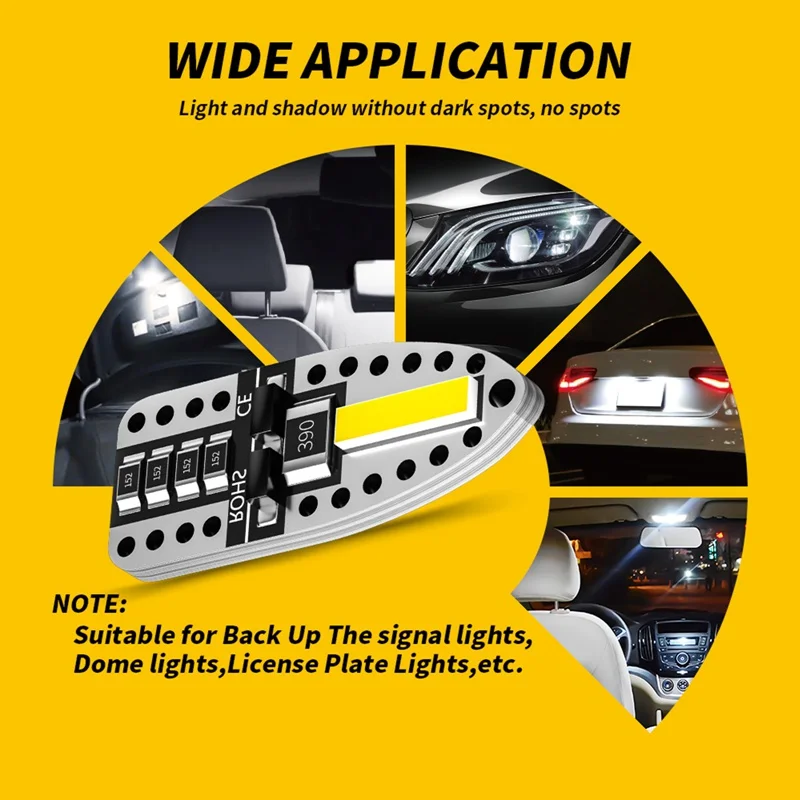 

20Pcs T10 Car LED Light Bulb 7020 Auto License Plate Lights Clearance Lamp Canbus LED Bulb White Car Interior Reading Lights