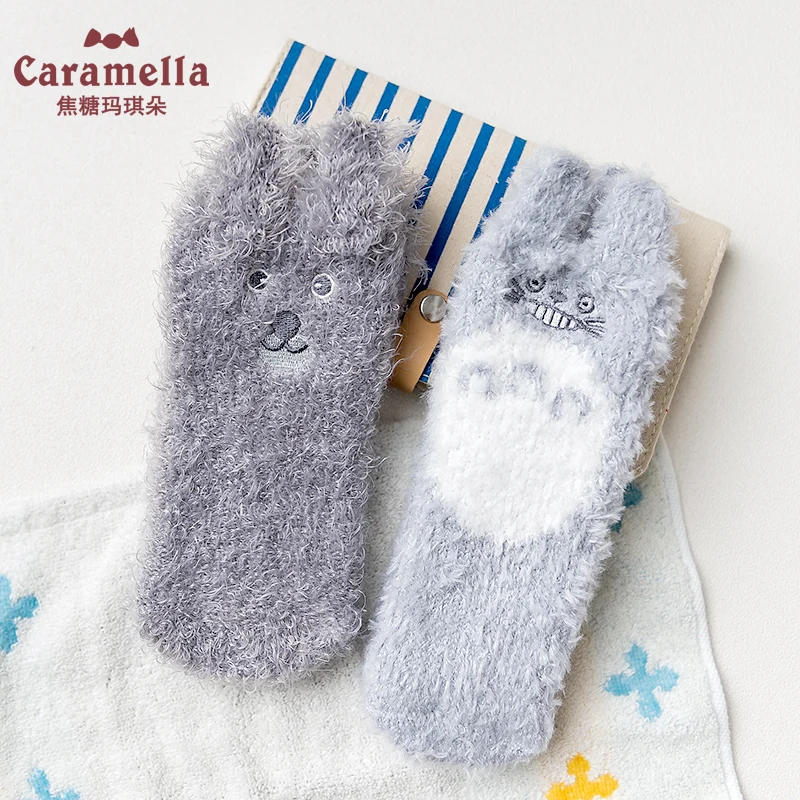 Caramella/зимние толстые детские носки для малышей Забавные милые теплые с рисунком