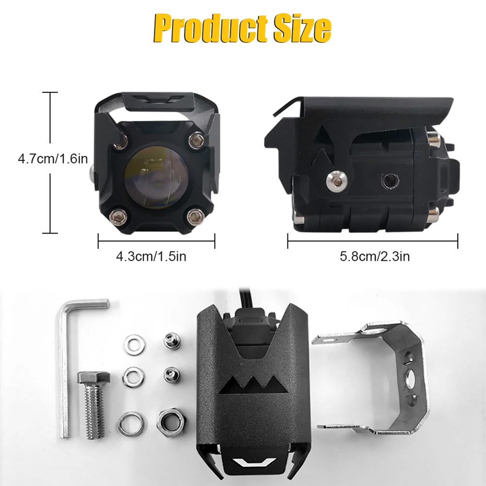 

1Pair Universal LED Motorcycle Lights White-Amber External Auxiliary Work Lights LED Motorcycle Spotlights Waterproof Headlights