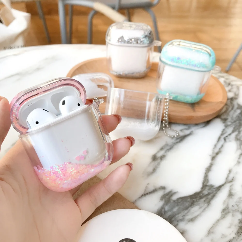 Роскошный красочный блестящий чехол с жидкими блестками для Apple Airpods 1/2