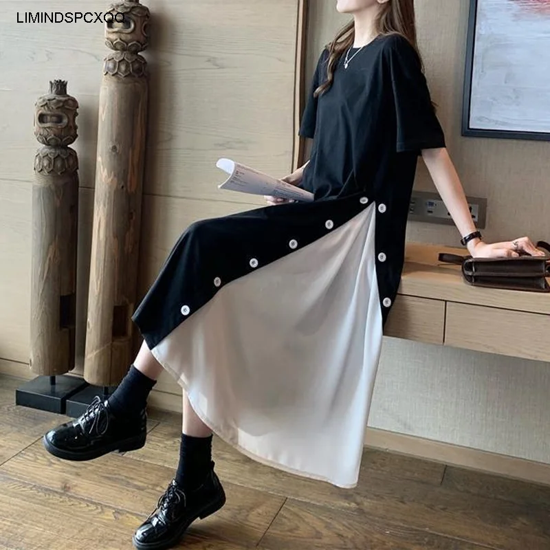 

2021 Модная Повседневная Длинная свободная дизайнерская женская летняя цельная офивечерние ная одежда в Корейском стиле шикарное платье