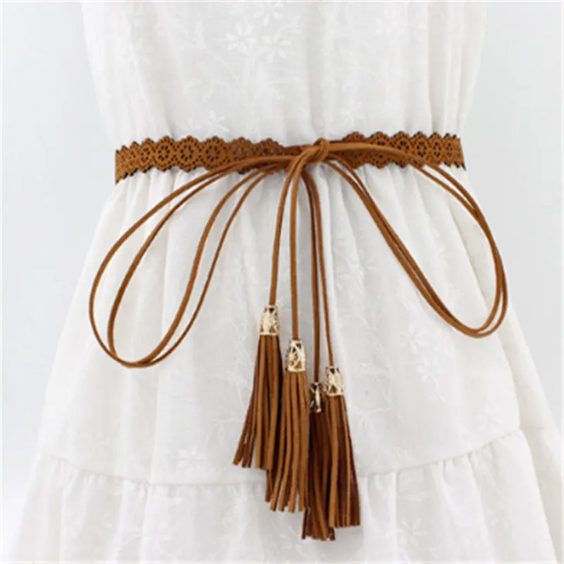 

New Female Belts Fashion National Style Hollow Tassel Tie Strap Waist Chain Women's Waistband Dress Accessories