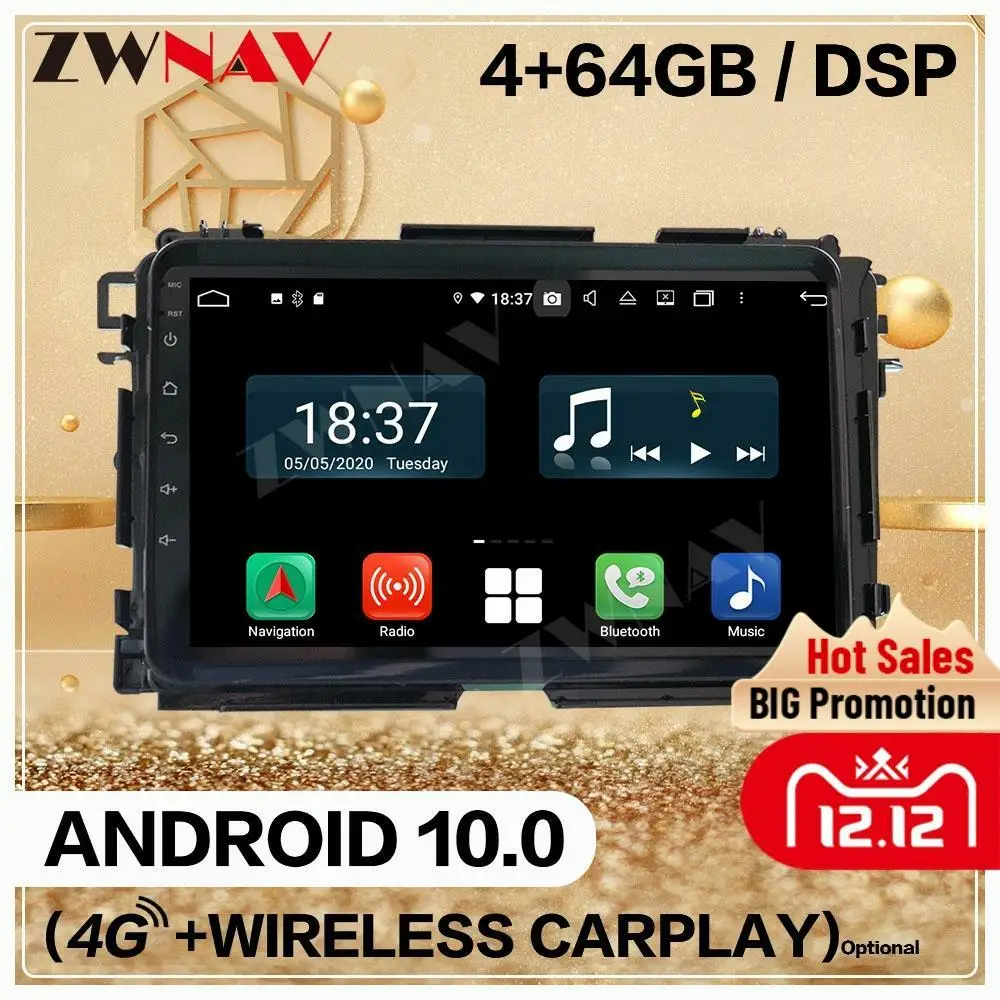 

128GB 2 Din For Honda HR-V 2019 Android 10 Screen Wireless Carplay Multimedia Player Audio Radio GPS Navi Head Unit Auto Stereo