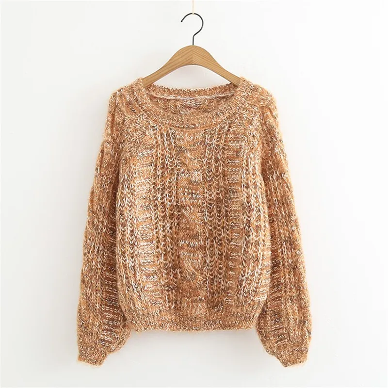 Women Autumn Winter Mohair Knitted Pullovers O Neck Long Sleeve Casual Sweater Tops Sueter Mujer Pull Femme 2018 | Женская одежда