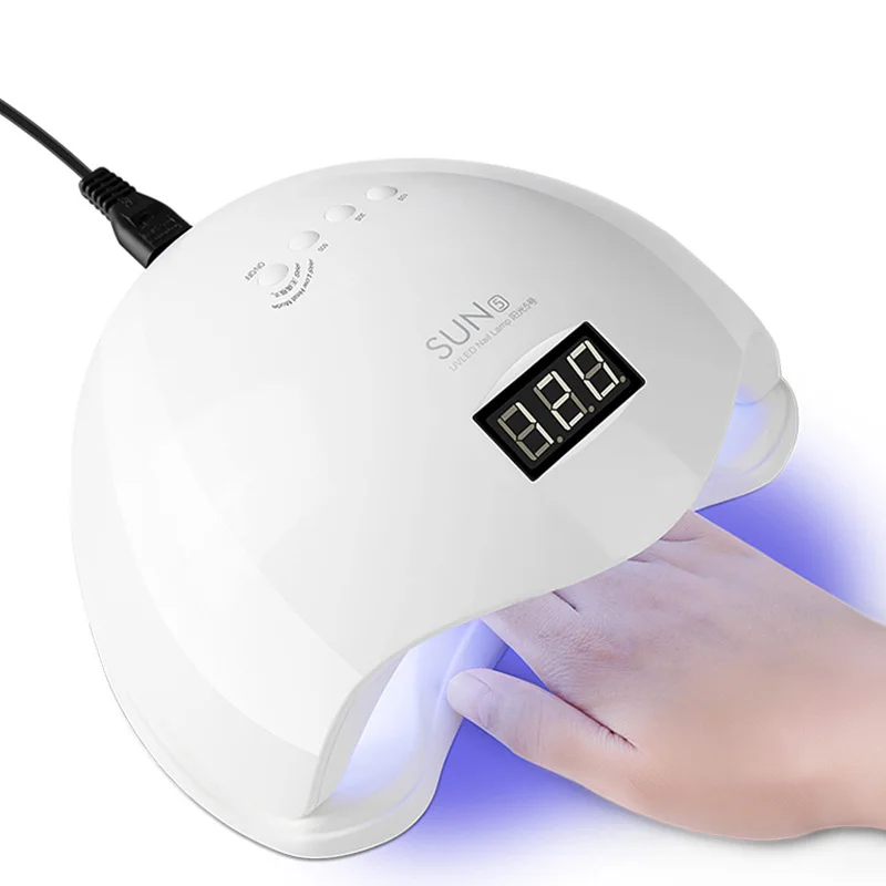 Белый SWOISS 48W UV LED Lamp Nail Dryer For All Gels Polish Sun Light Infrared Sensing Timer Smart LCD Display Manicure - Цвет: Белый