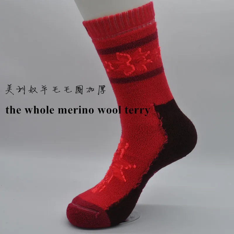 Мериносовая шерсть женские носки из флиса Термальность Теплые Рождественские