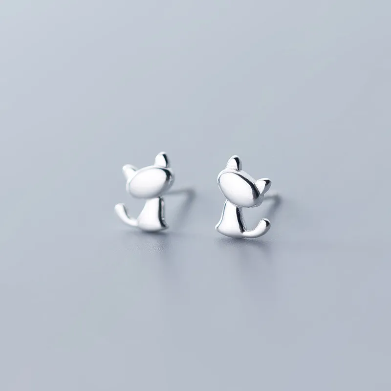 

925 Sterling Silver Stud Earrings Female Korean Fashion Cute Cat Sweet Jewelry Earrings For Women Earrings Trendy