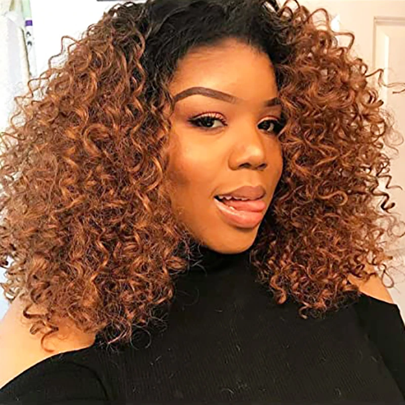 Парики из человеческих волос богемные волосы окрашенные Омбре коричневые