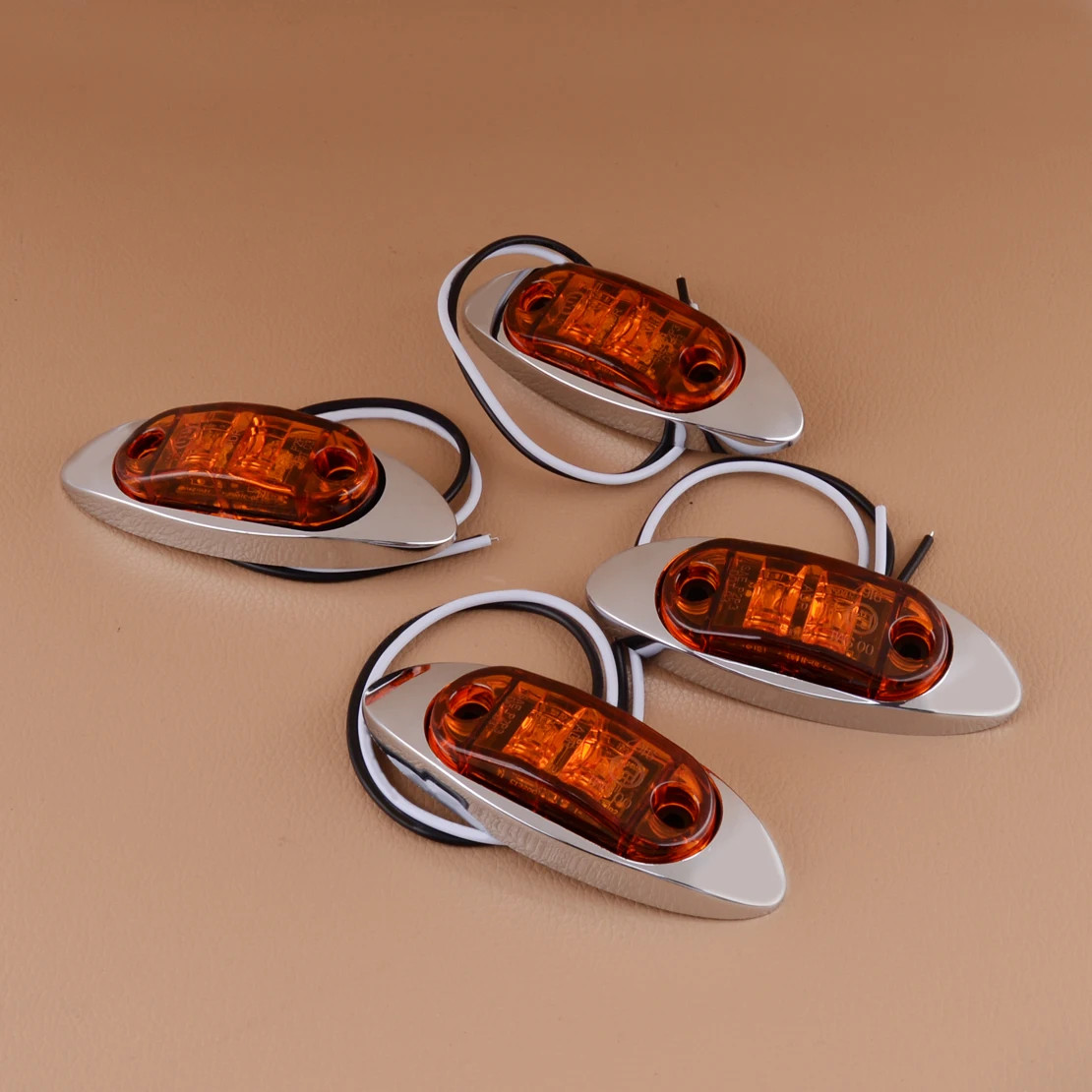 

4 шт. 2,5 "2 диодный Янтарный боковой габаритный индикатор зазор поверхностного монтажа светильник с серебряной крышкой для универсального пр...