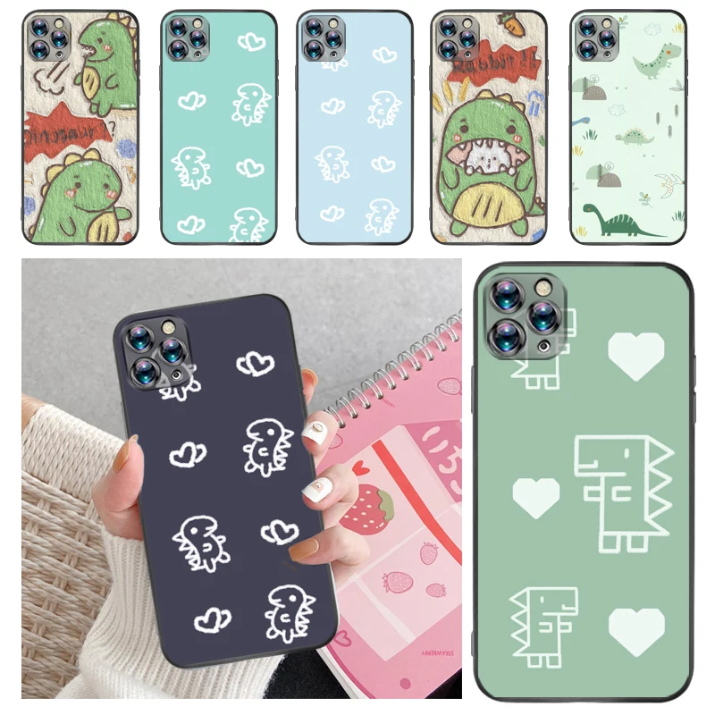 

Cute Flowers Funny Couples Dinosaur Color Painting Phone Case For iPhone 12 Mini SE 2020 Pro MAX Carcasa Coque Funda