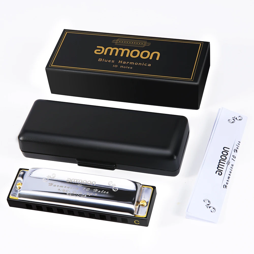 Ammoon 10 отверстий 20 тонн Blues гармоника рот Органы Ключ C с хранения чехол для детей