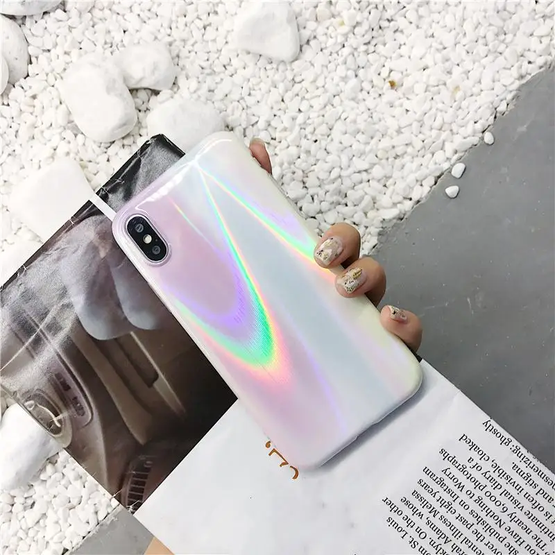 Aurora лазерный мраморный чехол для iPhone X XR XS Max глянцевый мягкий силиконовый 6 6s 7 8 7plus