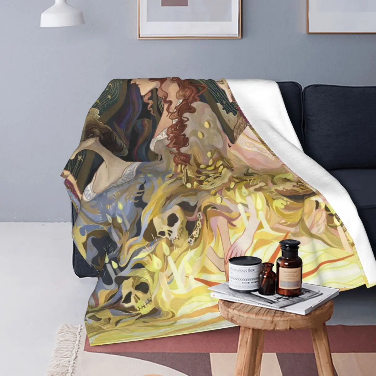 

Mysterious Tarot Sun And Moon Blanket Kuri Huang Art Flannel Novelty Breathable Throw Blankets for Chair Covering Sofa Summer