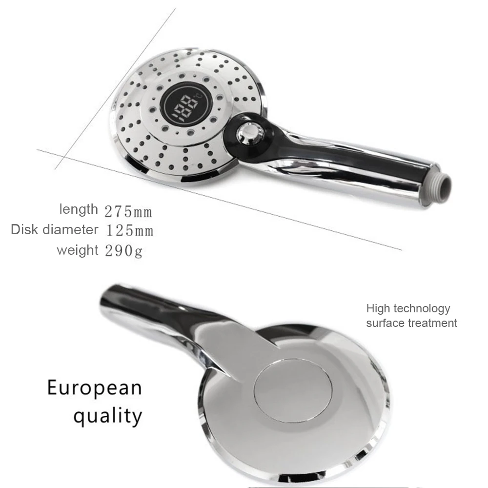 

LED Shower Head with 3-Color Changing LED Temperature Display, High Pressure Handheld Glow Light Showerhead For Home Bathroom