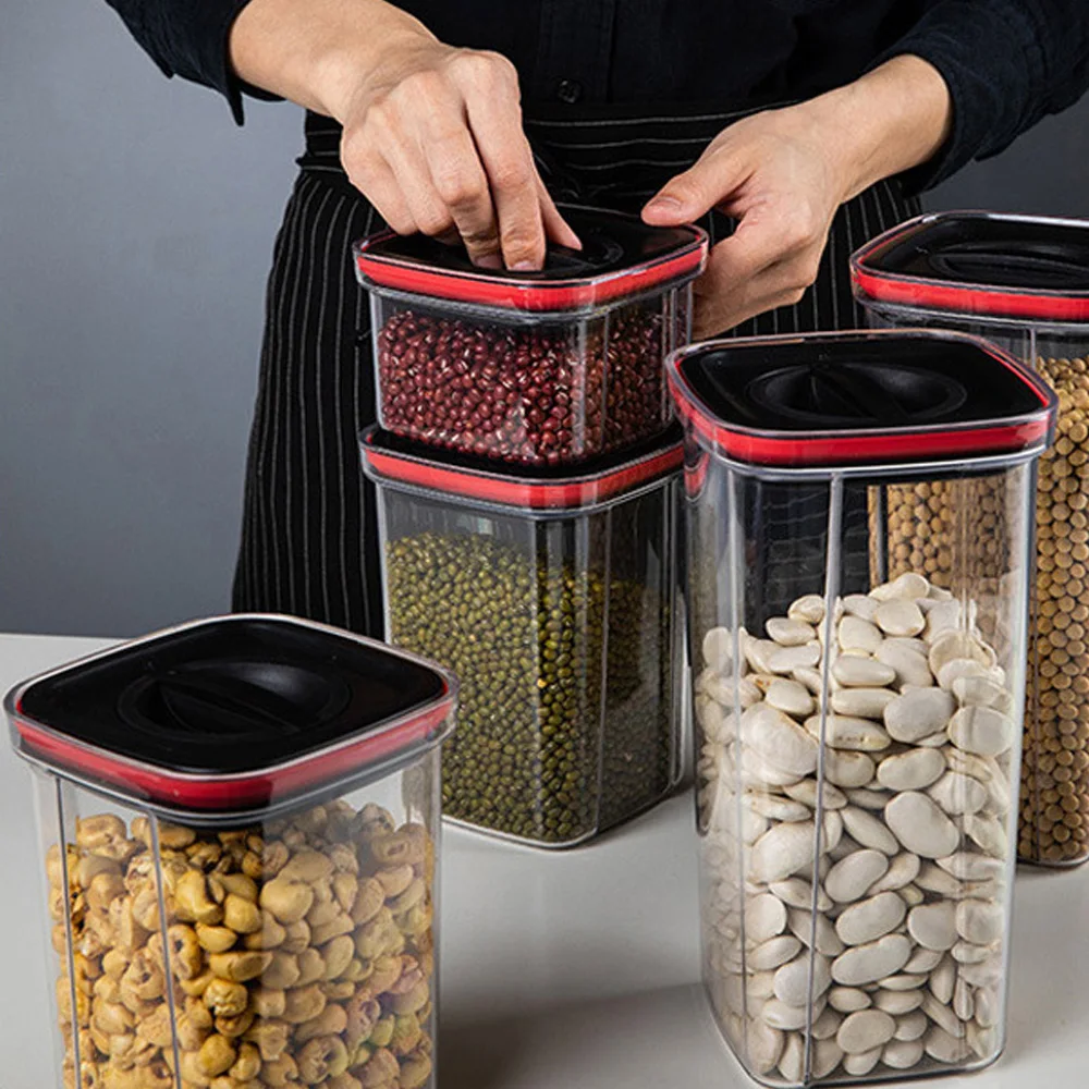 

Plastic Storage Container For Kitchen Convenience Food Storage Box Organizer Jars With Lid Jars for Bulk Cereals Spices Boxes