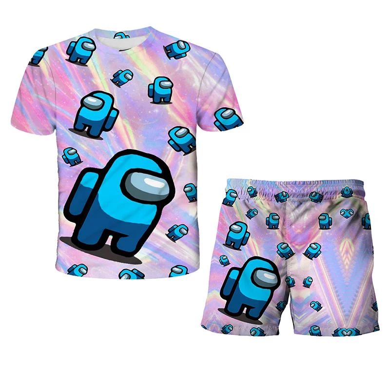 

Summer Children And Teenagers Suit 3D Printed Anime Clothing, T-Shirt Among Us, Girl Shorts Suit + Free Shipping Clothing