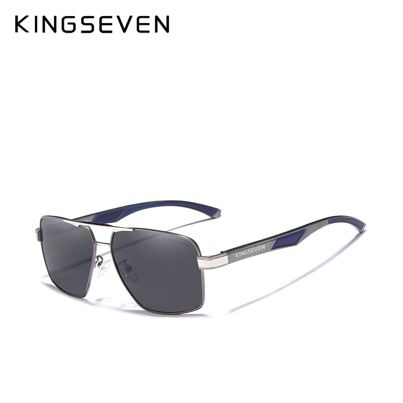 KINGSEVEN бренд, дизайнерские мужские очки, поляризационные солнцезащитные очки с зеркальным покрытием, мужские очки, аксессуары для мужчин - Цвет линз: Gun Gray