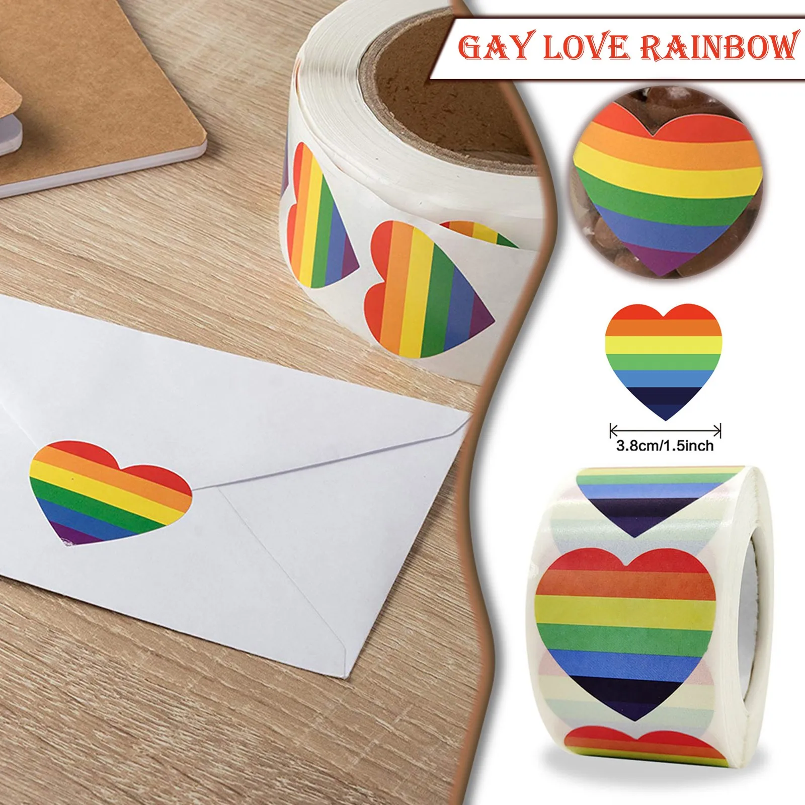 500 шт нетрадиционной Стикеры s Любовь Радуга любящее сердце наклейка для выпечки 1