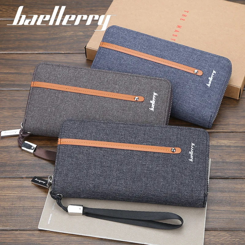 

Baellerry Canvas Long Wallet Men Phone Male Purse Clutch Money Bag Coin Pocket Card Holder Vallet Walet Brieftasche Portemonee