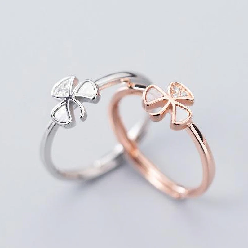 Женский подарок кольцо Lucky Clover из стерлингового серебра 925 пробы с фианитами