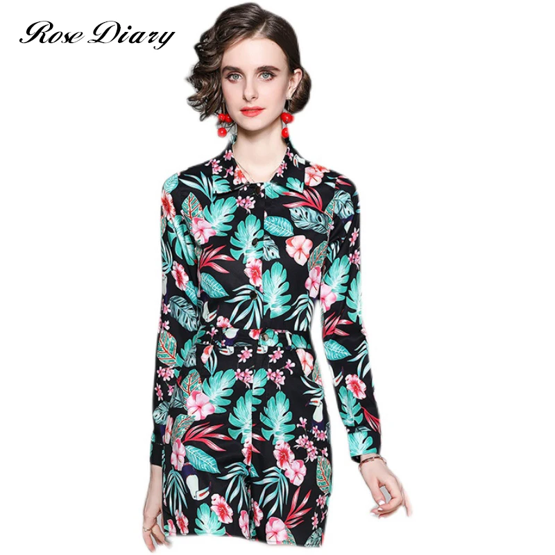 

Vintage Printed Two Piece Set Women Suit 2021 Spring Long Sleeve Blouse Tops And High Waist Woman Shorts Fashion 2 Piece Set