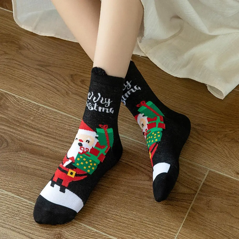 

Женские носки 1 пара, полезные декоративные Смешные Новогодние Полосатые теплые носки для пола, зимние женские носки, зимние носки
