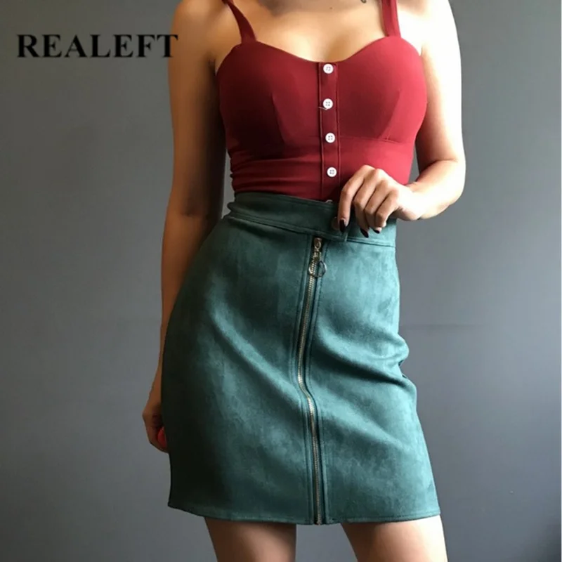 Женская замшевая мини юбка карандаш Осень зима|Женские юбки| |