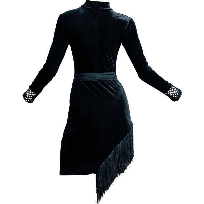

2020 Latin Dance Dress Girls Children'S Professional Ballroom Dancewear Tassel Velvet Competition Clothes Performance Clothes
