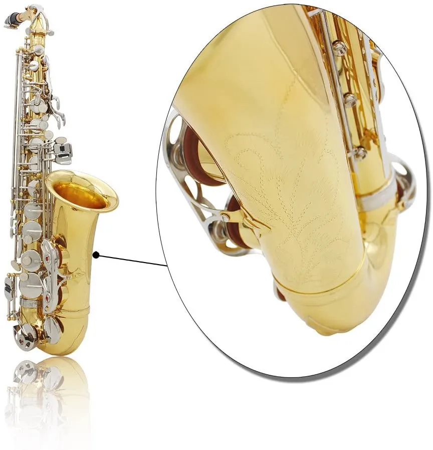 Высококачественный латунный альт-саксофон Eb E-Flat Sax с глянцевой гравировкой