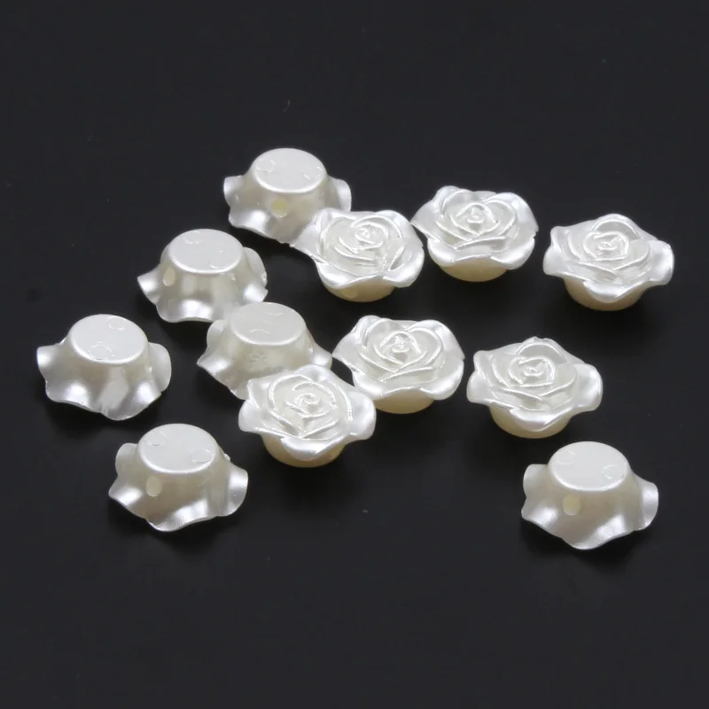 14 мм 50 шт слоновая кость плоская Роза акриловая распорка свободные бусины для