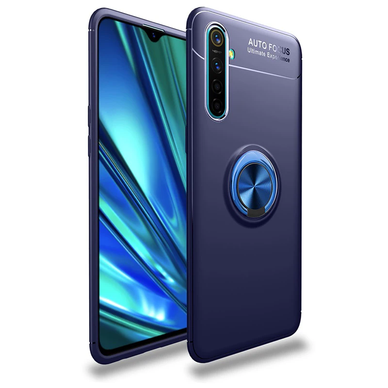 Синий Чехол для телефона OPPO Realme XT X2, кольцо-держатель для пальца, броня, задняя крышка для OPPO Realme XT X2 K5, мягкий силиконовый матовый ударопрочный корпус - Цвет: Синий
