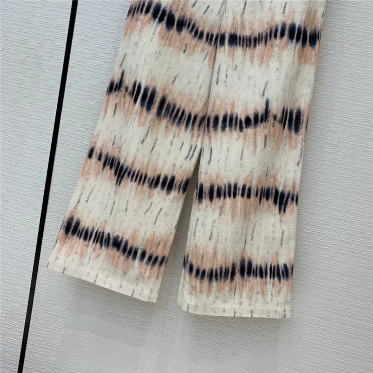 

2021 early spring women's new retro commuter slim tie-dye printed loose straight jeans